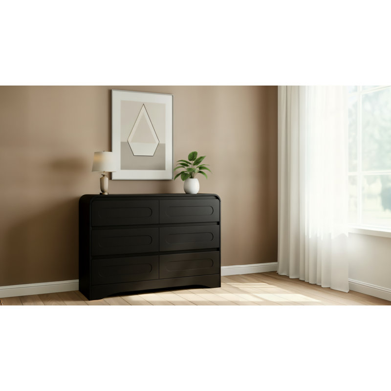 Commode Catoe, 6 tiroirs, noir, Noir