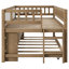 Wood Low Loft Bed with Storage Shelves-1503068874