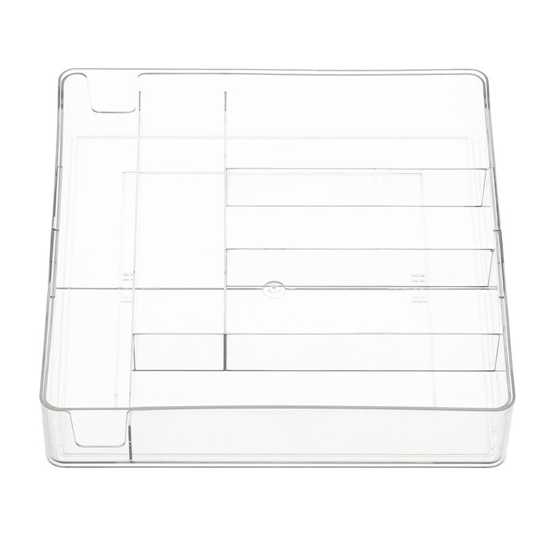 Adjustable Clear Drawer Organiser Tray with 6 Compartments, Clear