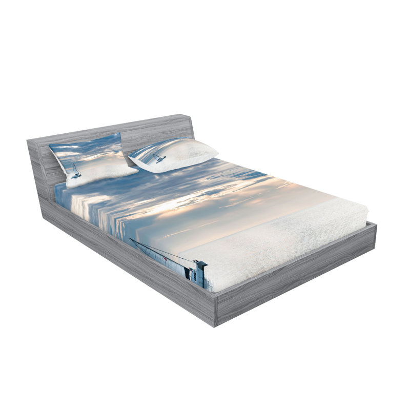 Drap-housse et coussin décoratif Ambesonne, bleu, Full Sheet Set + 4 Pillowcases