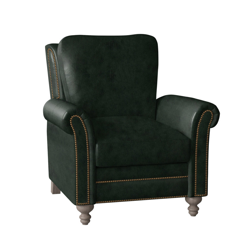 Fauteuil inclinable standard de 36,5 po Richardson, Naturel français, Pierre, Cuir véritable vert forêt d'Anilina