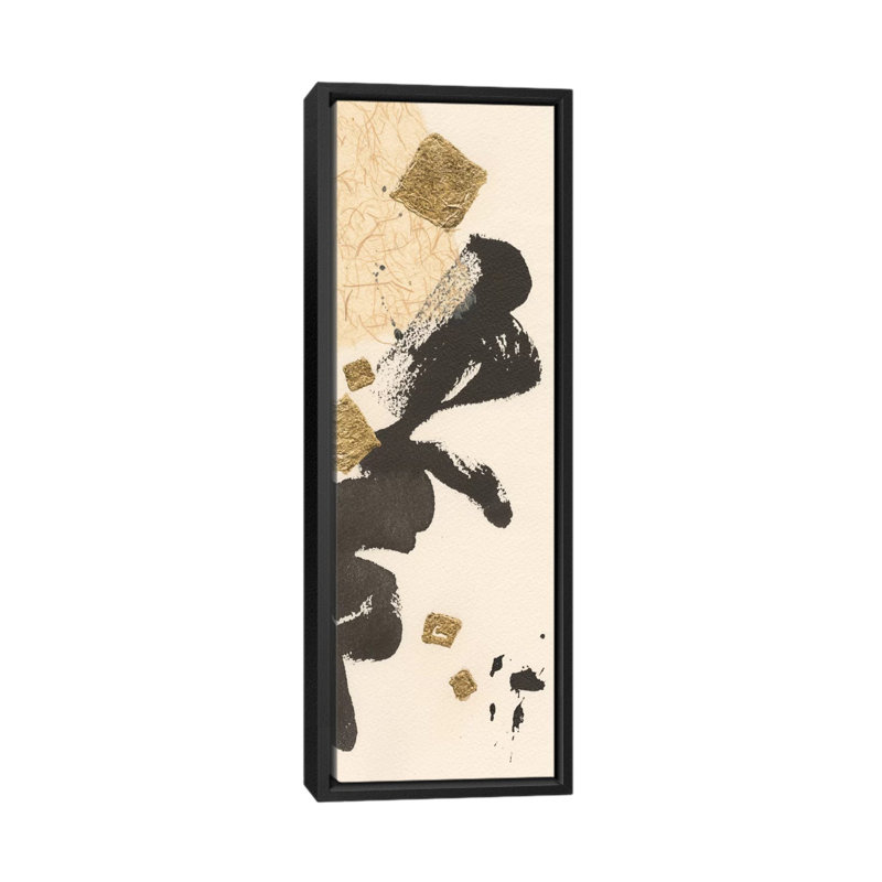 Gilded Collage II, impression sur toile tendue, H 36 po x l 12 po x P 1,5 po, Cadre noir