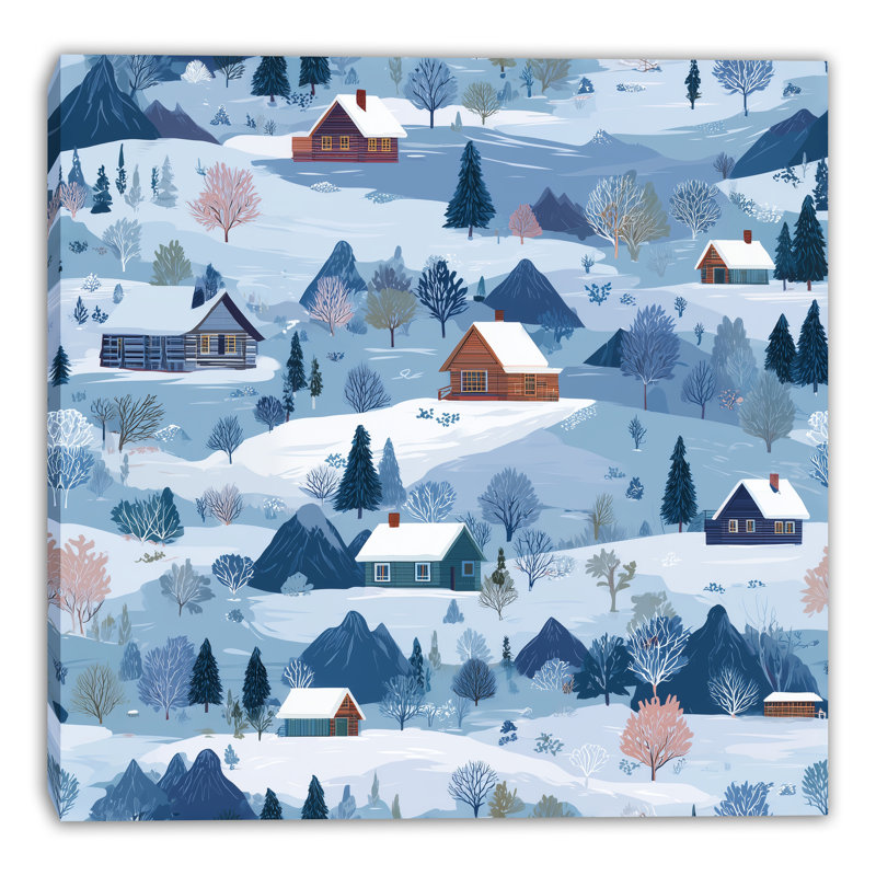 «Snowy Village Festivities», art mural sur toile tendue
