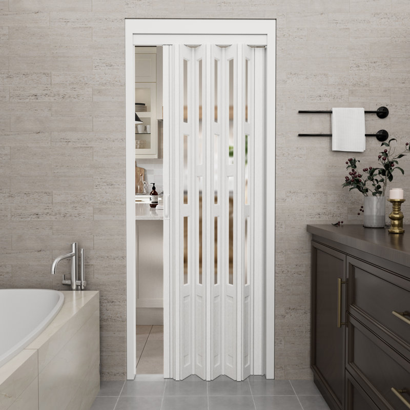 Win Stellar 38 in. W x 80 in. H Low-Gloss Accordion Door with Knob / Lever