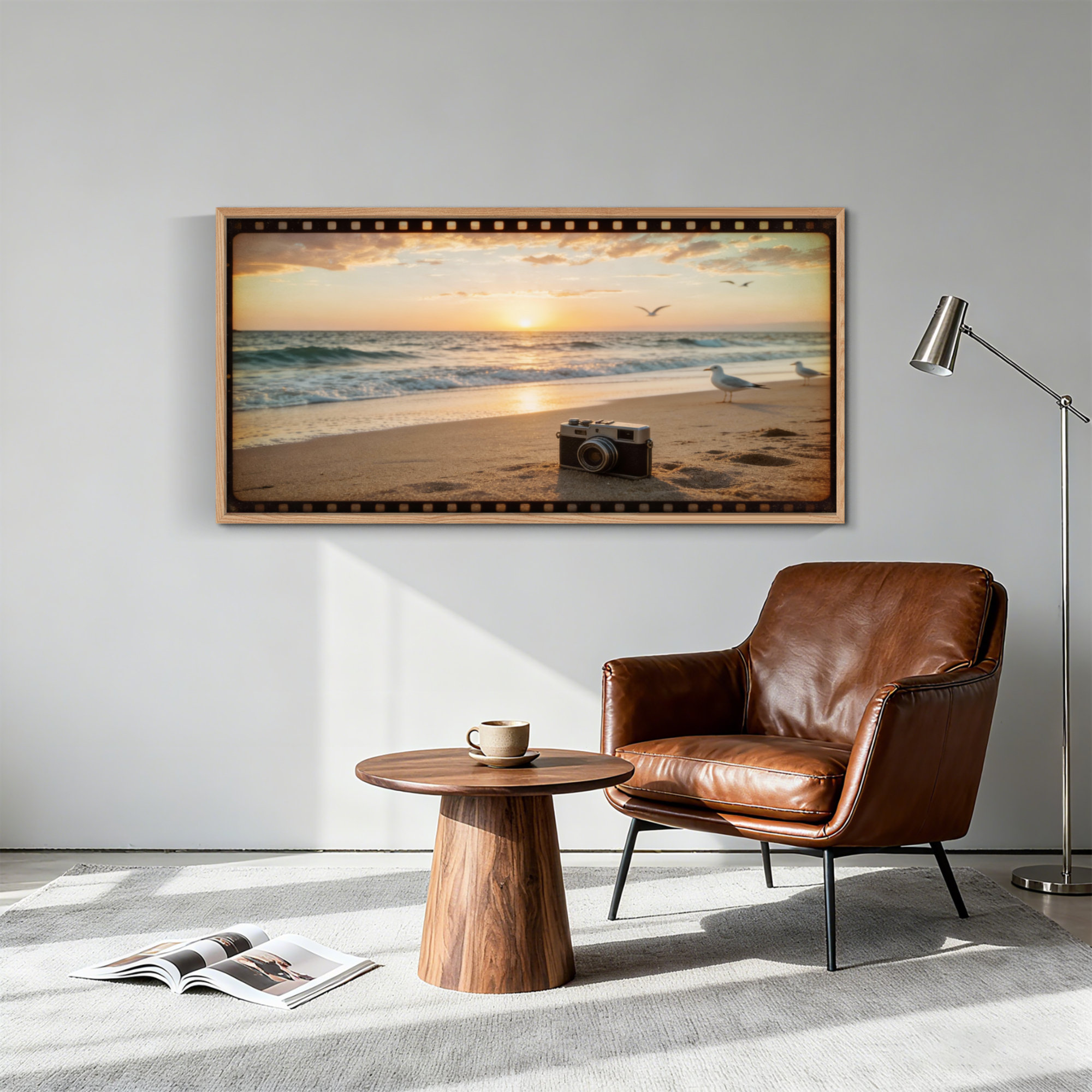 Highland Dunes Sunset Beach Canvas Framed Wall Art Oil Painting Print ...