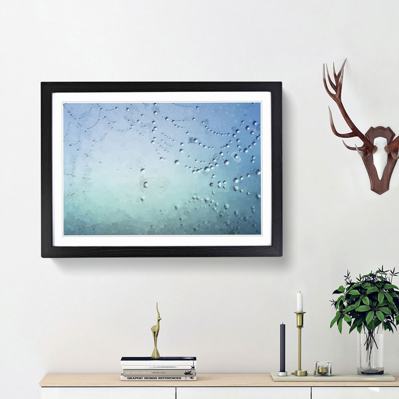 Dewdrops upon a Cobweb in Abstract - Picture Frame Painting Print, Black Framed, 62cm H x 87cm W x 2cm D