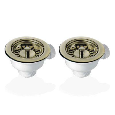 2X 90Mm Basket Strainer Waste For Astini, RAK, Rangemaster Ceramic Sink