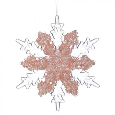 Pink And Clear Acrylic Snowflake Ornament