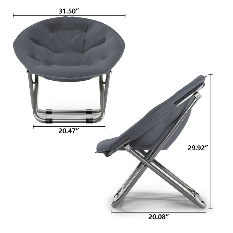 Fauteuil lune souple et confortable 31,5 po x l 20 po x H 30 po, Toile grise