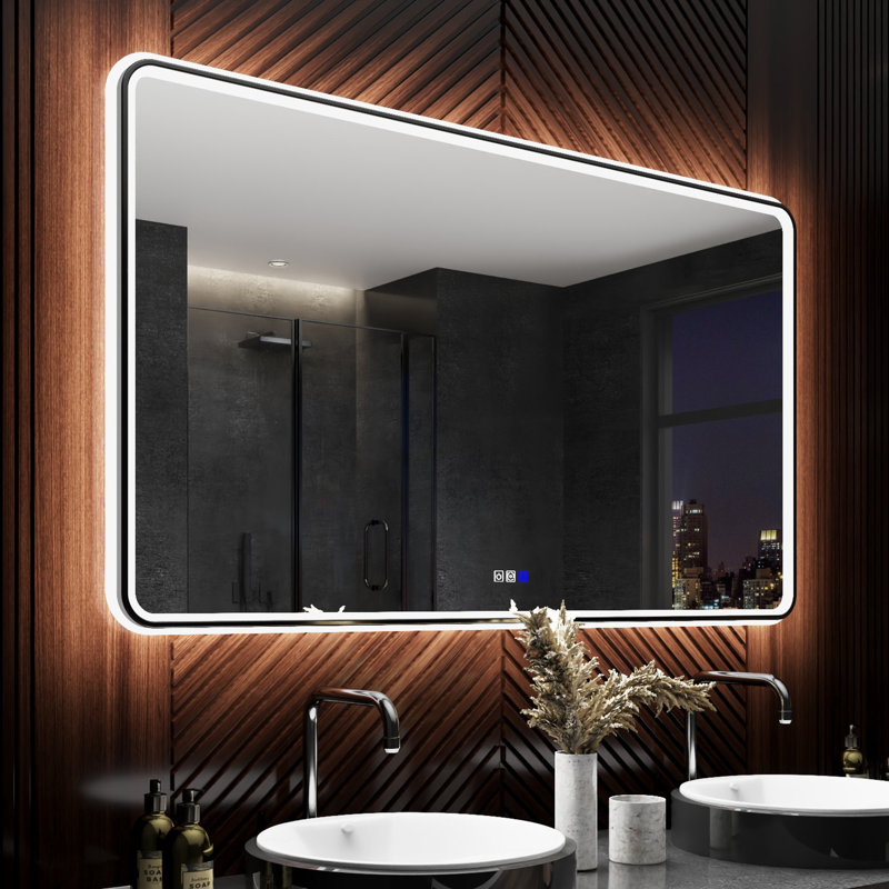 Liutza Dimmable Anti-Fog Lighted Bathroom/Vanity Mirror, Rectangle, 36" x 55"