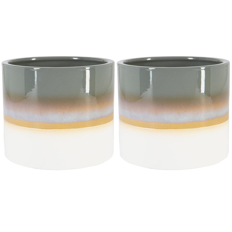 Nicola Spring - Reactive Glaze Plant Pots, 15.5cm H x 18cm W x 18cm D, Pink