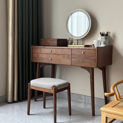 31.5"Vintage Small White Waxwood Vanity Desk