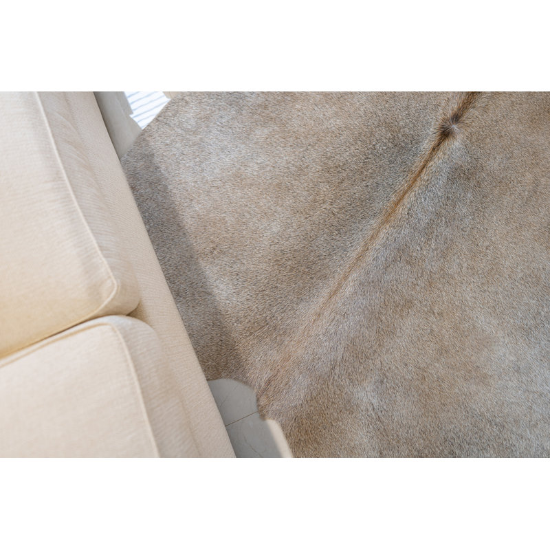 Tapis en peau de vache beige grisâtre véritable 6 x 6 po, Nouveauté 6 pi x 6 pi