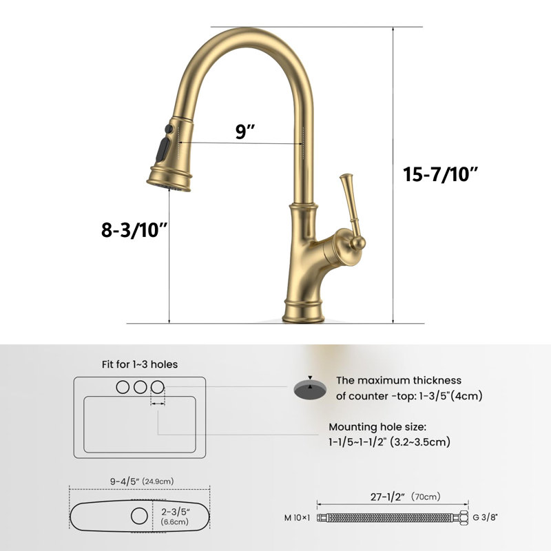 Pull-Down Kitchen Faucet With A Retractable Spray Head, Single Handle, High Arc, Single Hole Pull-Out Kitchen Sink Faucet.