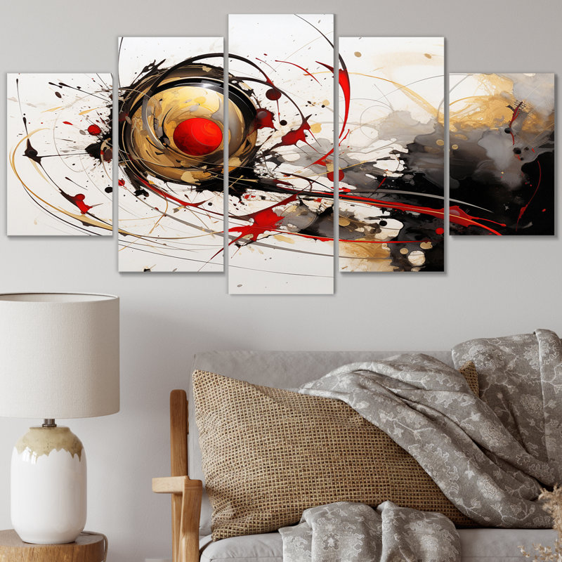 «Conversations With Destiny Dynamic Waves I», reproduction d'art sur toile à formes abstraites - 5 panneaux
