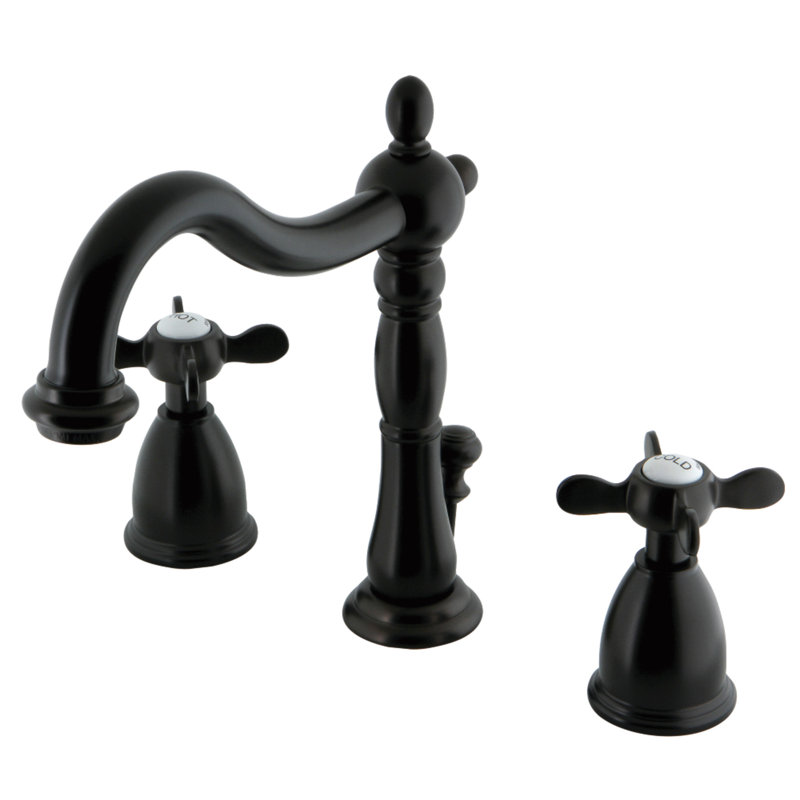 Kingston Brass Essex Two-Handle 3-Hole Deck Mount Widespread Bathroom Faucet with Pop-Up Drain, Oil Rubbed Bronze