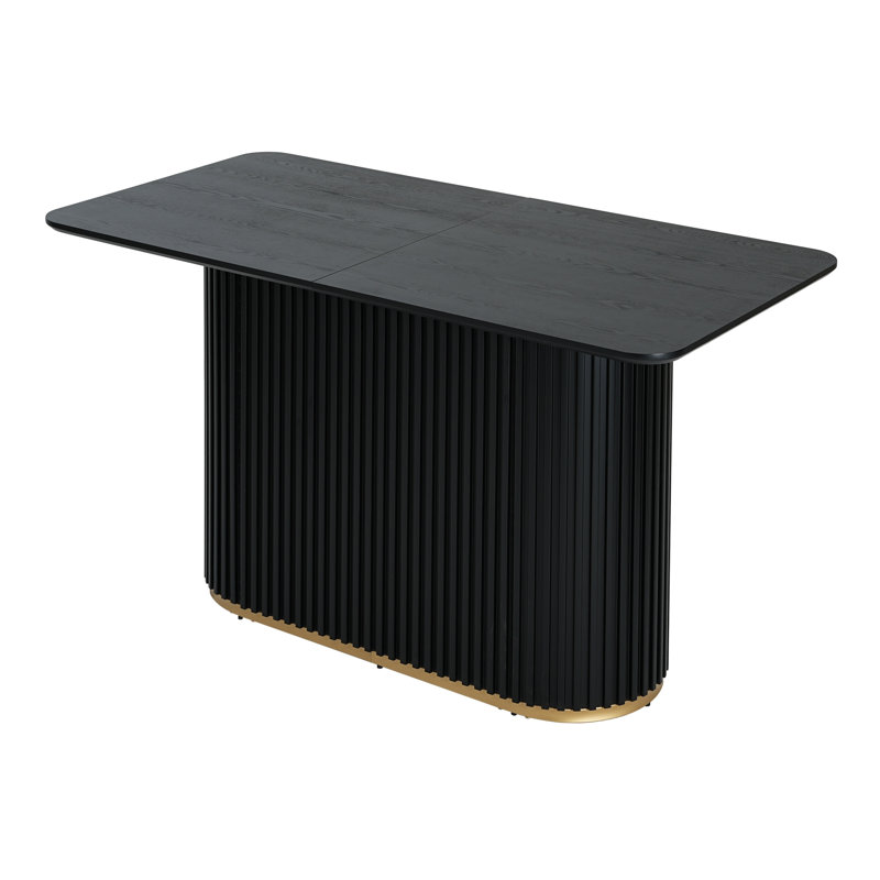 Table de salle à manger à hauteur de comptoir 63 po avec base Tambour - îlot de cuisine noir et meubles Mid-Century, Noir