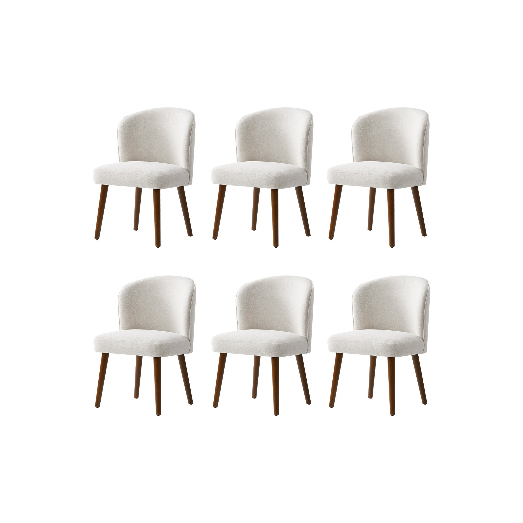 Palmdale Mid-Century Modern Upholstered Dining Chair Set, 6, White