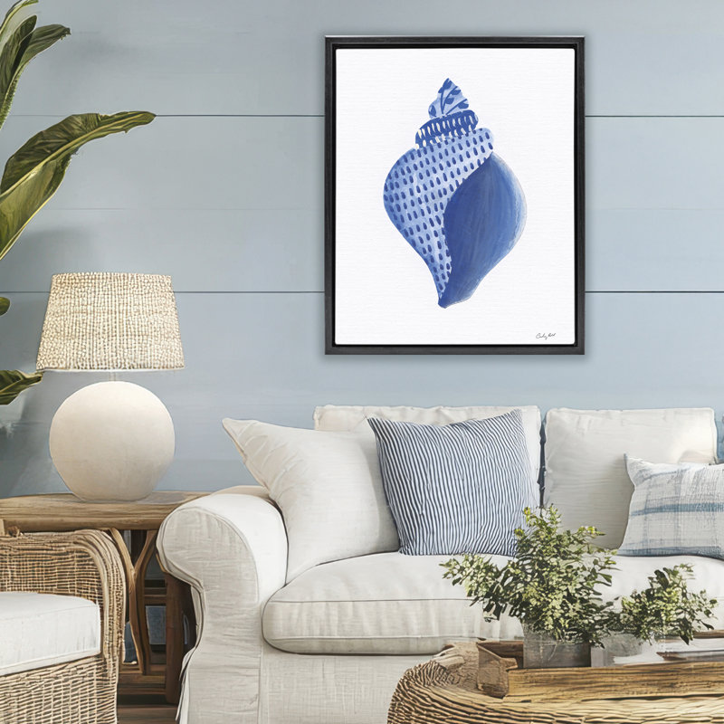 Cadre flottant Chinoiserie Conch Shell, design par Courtney Prahl, H 31 po x l 25 po, Cadre flottant noir de jais
