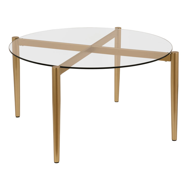 Kashtin Glass Top Coffee Table, Brass
