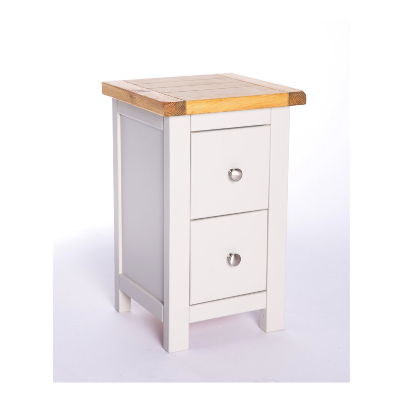 Aubusson 35cm W Solid + Manufactured Wood Bedside Table, Light Grey, Chrome