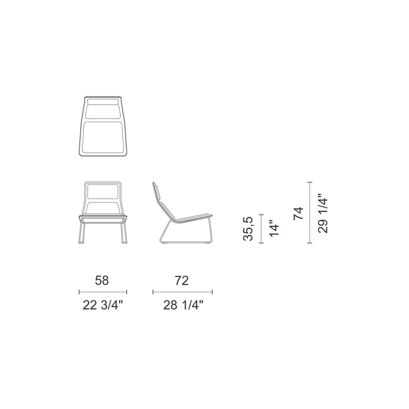Low Pad Armless Chair