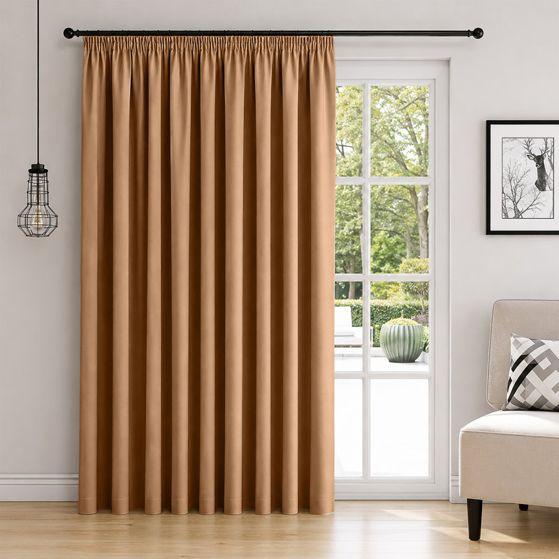 Room Darkening Single Curtain Panel, BEIGE