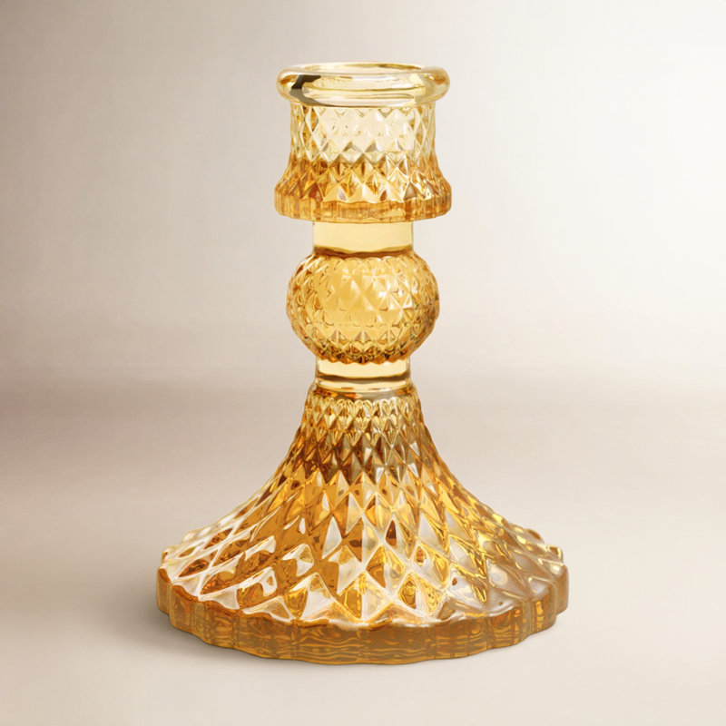 Bougeoir de table en verre Eliana Samira, Ambre