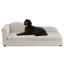 Chien beige pour familles moyennes et grandes - surdimensionné, vague irrégulière, accoudoir simple, coussin moelleux, pieds en plastique bas, matériaux modernes en lin beige