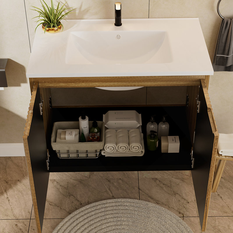 Armoire murale pliante avec évier crème, Chêne doré