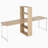 88" Extra Long 2-Person Computer Desk With Storage Shelves Combo, Double Workstation Storage Study Writing Table For Home Office, Bookshelf, Natural Wood