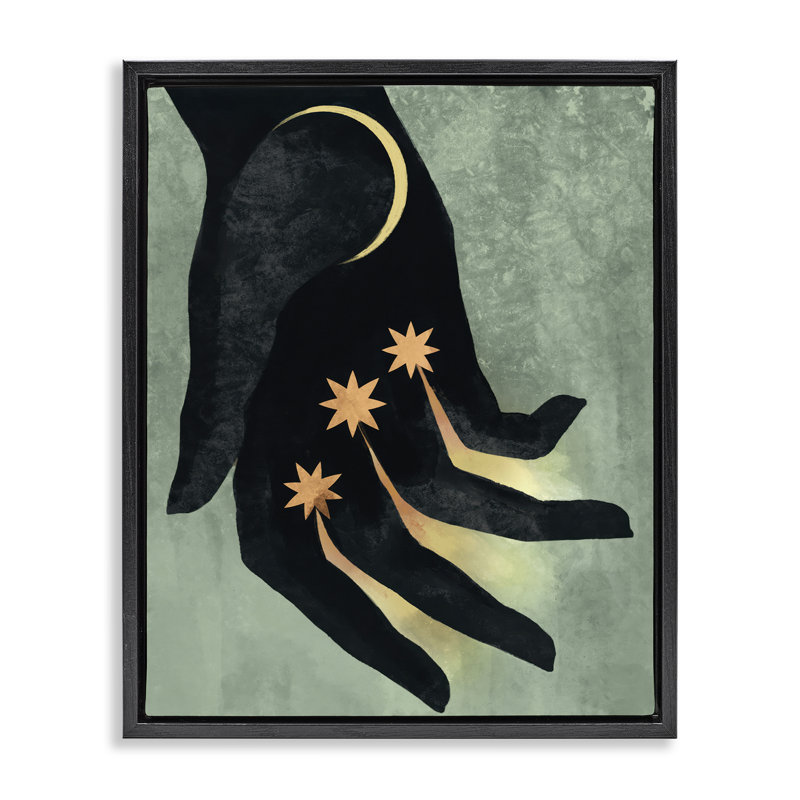 «Moon & Stars» par Daphne Polselli, H 31 po x l 25 po, Cadre flottant noir de jais