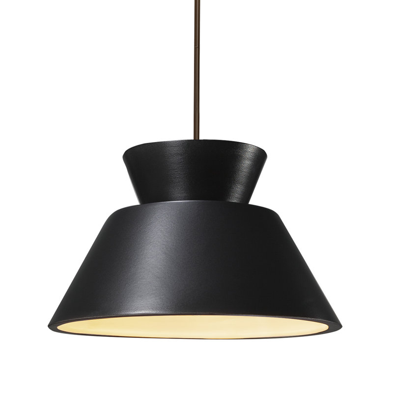 Luminaire suspendu géométrique à 1 lumière Logan, Oui, Bronze foncé, Étain, vert