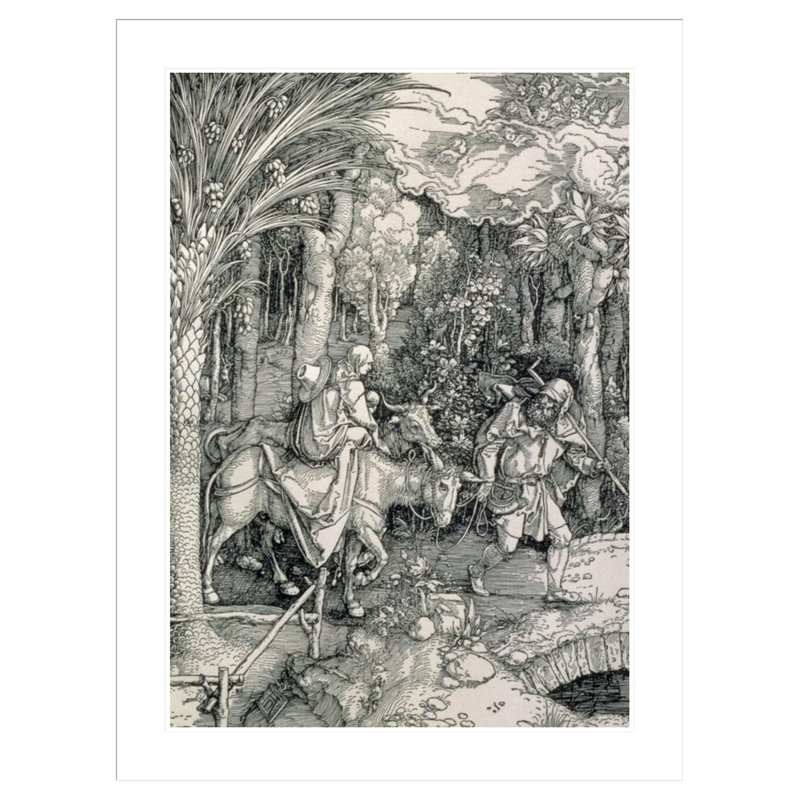 La fuite en Égypte de la série «Life of the Virgin» par Albrecht Dürer - Estampe numérique encadrée, H 41,5 po x l 31,39 po