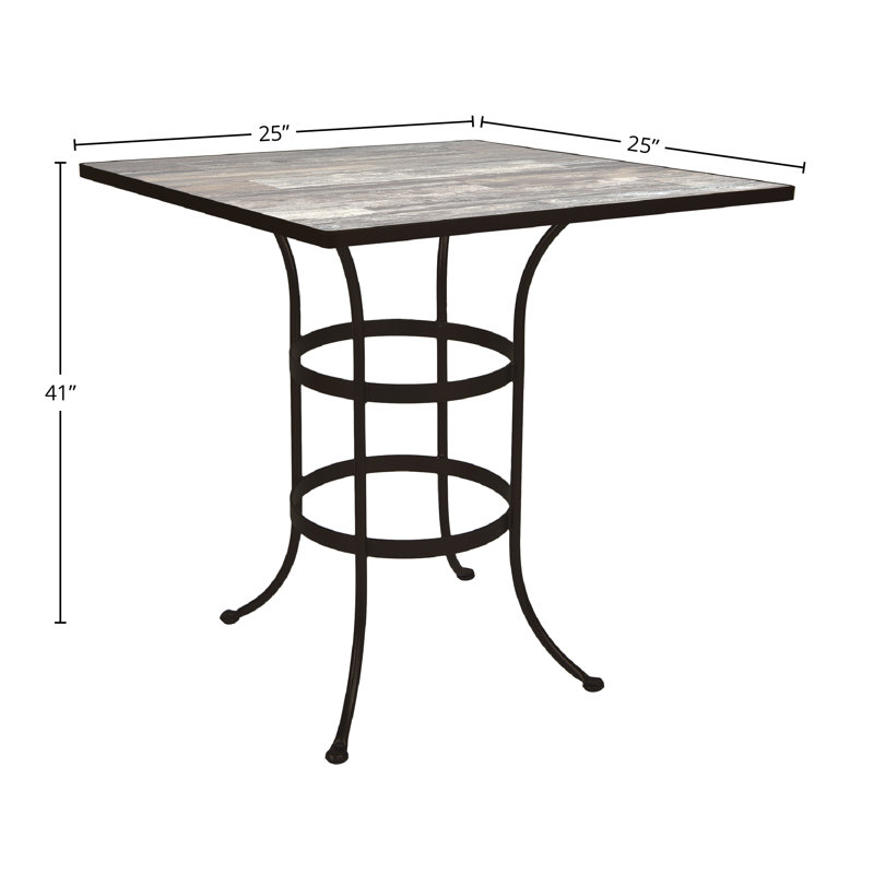 Tables Outdoor Square Bar Table, Carbon Black, Pallazo White