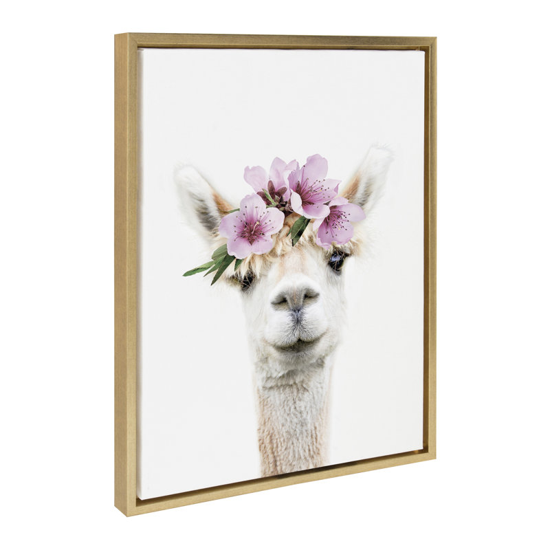 «Flower Crown Alpaca» par Amy Peterson, reproduction d'art sur toile encadrée
