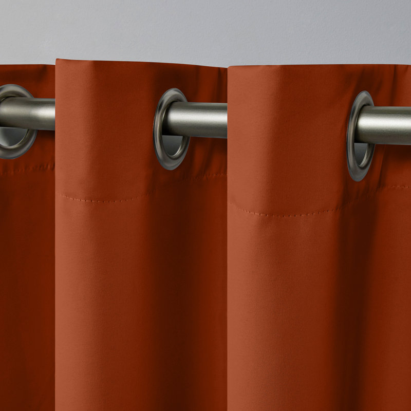 Kennith Sateen Room Darkening Curtain Pair, 52" W x 63" L, Mecca Orange