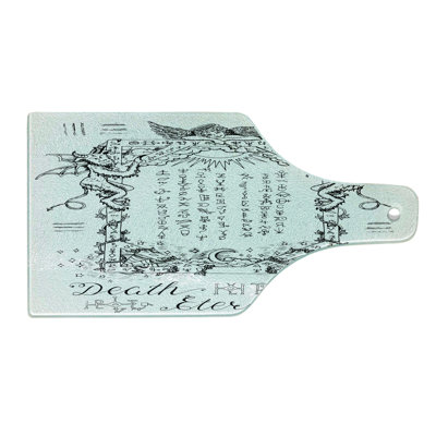Ambesonne White Tempered Glass Cutting Board Gothic Medieval Magic White and Black