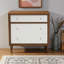 Commode 3 tiroirs Westphal en bois manufacturé blanc / noyer, H 37,25 po x l 35,14 po x P 16,3 po