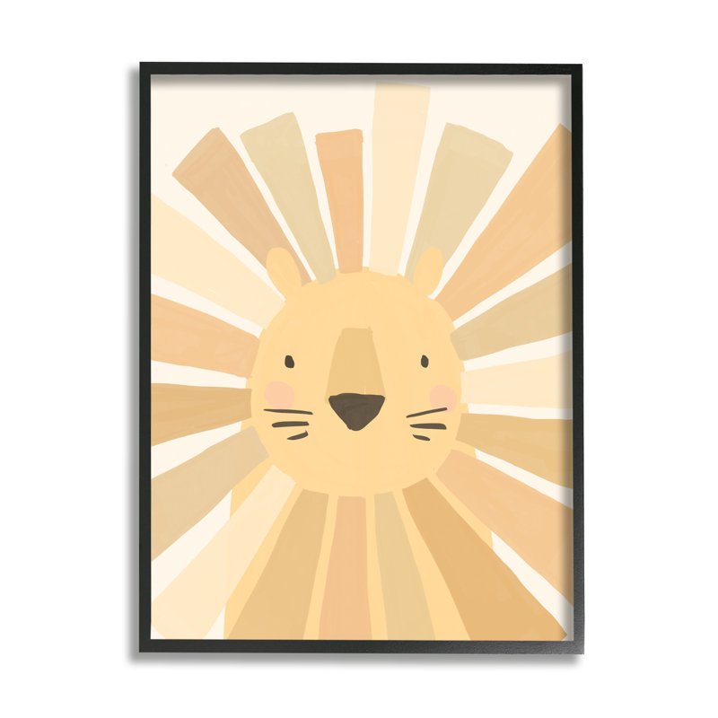 «Lion Quirky Striped Mane» par Heather Mclaughlin, L 11 po x H 14 po, Giclée encadrée noir minuit