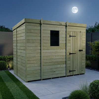 Total Sheds 9ft x 7ft Pent Garden Shed - Single Door - With Windows - Pressure Treated Timber - UK Manufactured
