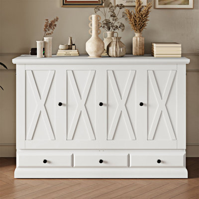 Murphy Bed Chest Cube Cabinet Bed with Charging Station and Large Storage Drawer by August Grove