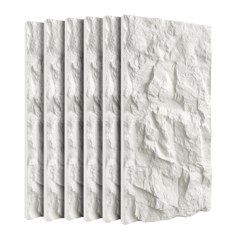 Panneaux muraux 3D en fausse pierre, Marbre blanc