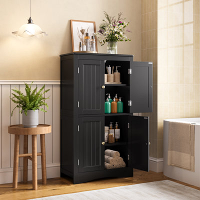 43" Floor Storage Cabinet, Storage Unit, Freestanding Cabinet with 4 Doors, Adjustable Shelves,Suitable for Multipurpose Use In Living Room, Kitchen, Bathroom & Entryway