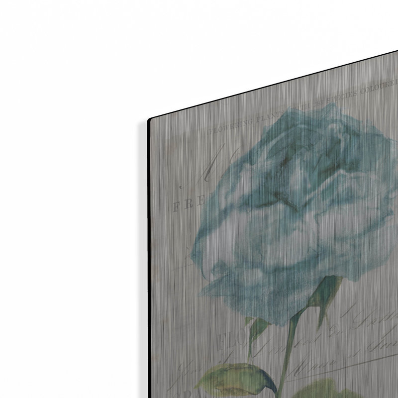 Art mural luxueux en métal «Antique Floral 2 Blue Vintage» par Wild Apple, 12 po x 16 po