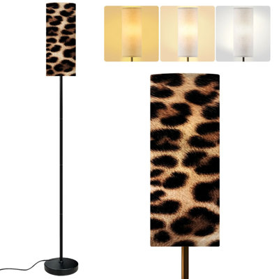  68.5" Standing Floor Lamp Seamless Leopard Fashionable leopard Dimmable Metal Pole Lamp with Linen Lampshade LED Bulb Included