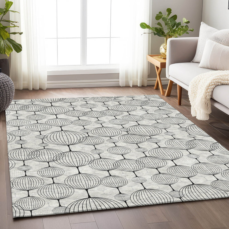 Premium Machine Washable Prisco Graphite Rug, Rectangle 9' x 12'