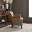 Petit fauteuil rembourré en cuir véritable de 26 po de largeur (ensemble de 2)-1134395218