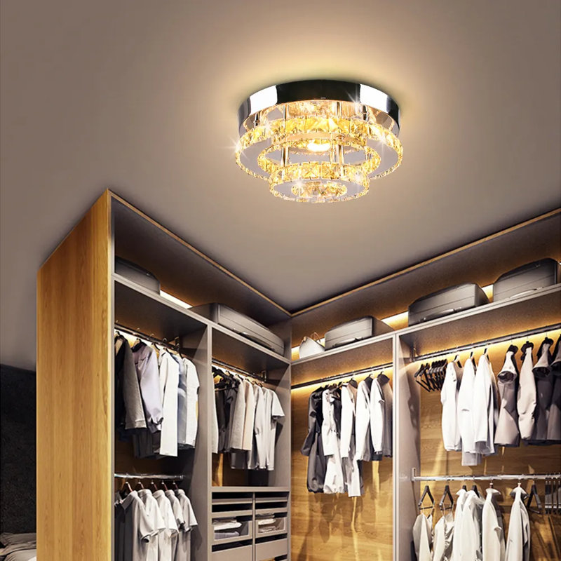Mini Pendant Lamp, LED Crystal Pendant Lamp, 2-Layer Circular Embedded Pendant Lamp, Modern Pendant Lamp Lighting