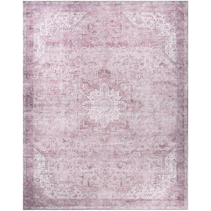 Bungalow Rose Bungalow Rose Washables Pink Vintage Indoor Rug, Rectangle 9'2" x 12'